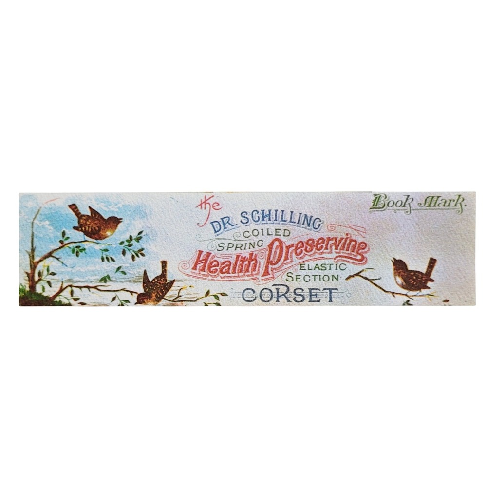 Vintage 70s Dr. Schilling Corset Bookmark- Evergreen Press - 1800s Advertisement